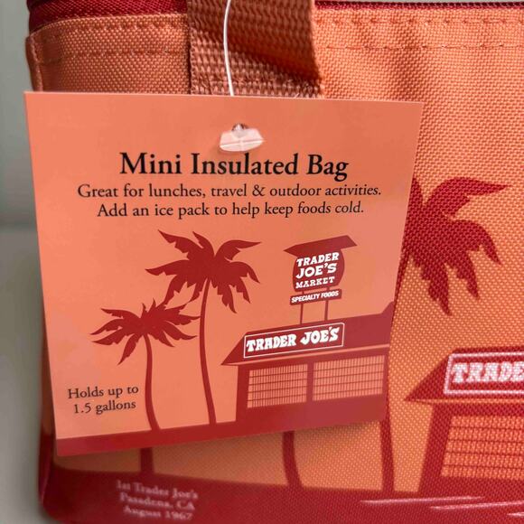 Set of 5 Trader Joe’s Mini Insulated Cooler Tote Bags Summer — Peach Orange NWT! - Picture 3 of 15